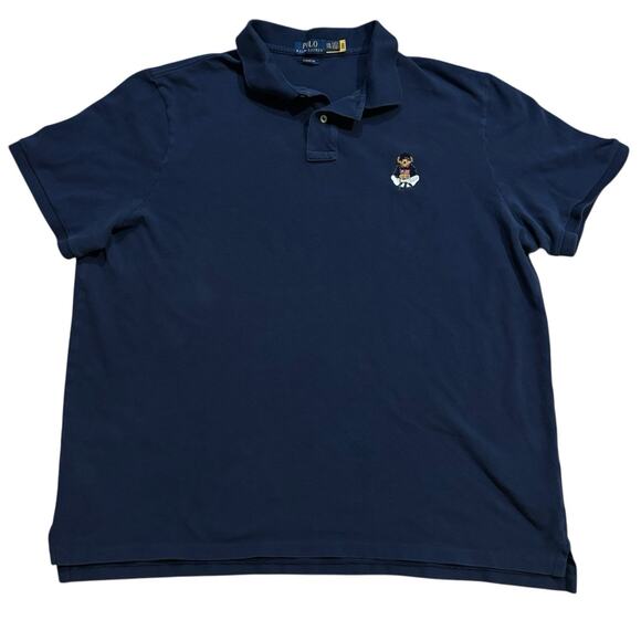 Polo Ralph Lauren Crouching Golfer Polo Bear Classic Fit Mens Navy Polo Flag XXL - Picture 3 of 6